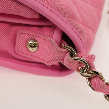 Chanel Flap Messenger Bag Quilted Denim, PINK, CANVAS, Shoulder bag