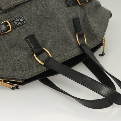Saint Laurent Downtown Tote Wool, GRAY, WOOL, Tote bag