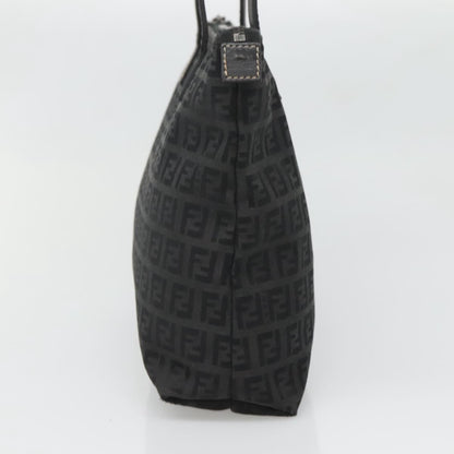 Fendi Roll Tote Zucchino Canvas, BLACK, CANVAS, Tote bag