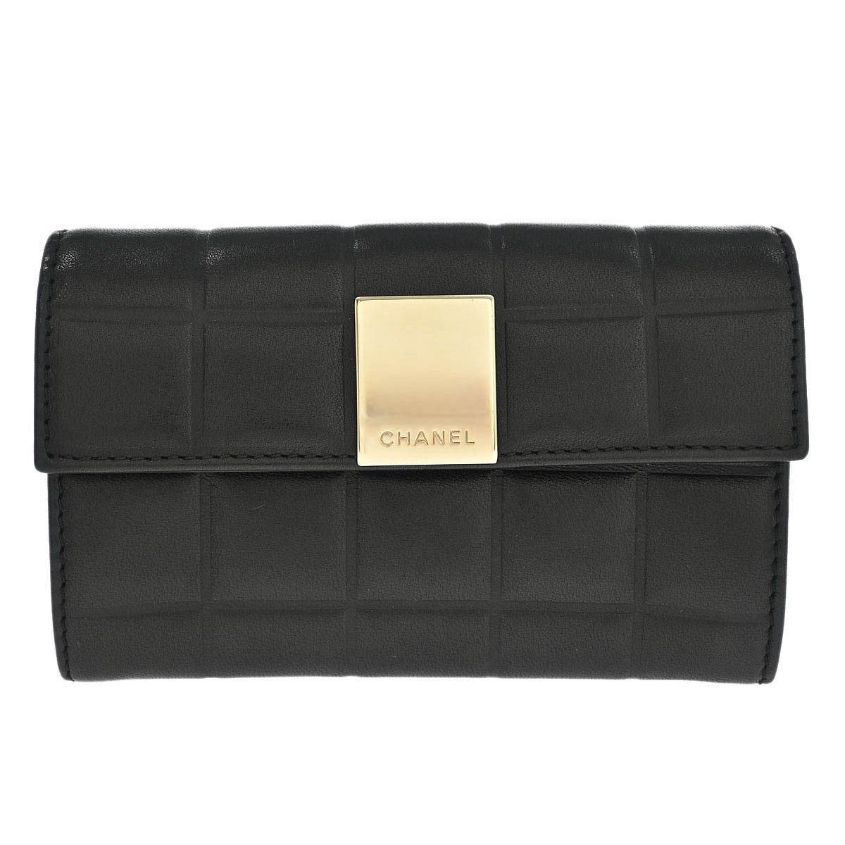 Chanel Chocolate Bar Wallet Lambskin, BLACK, LEATHER, Wallets