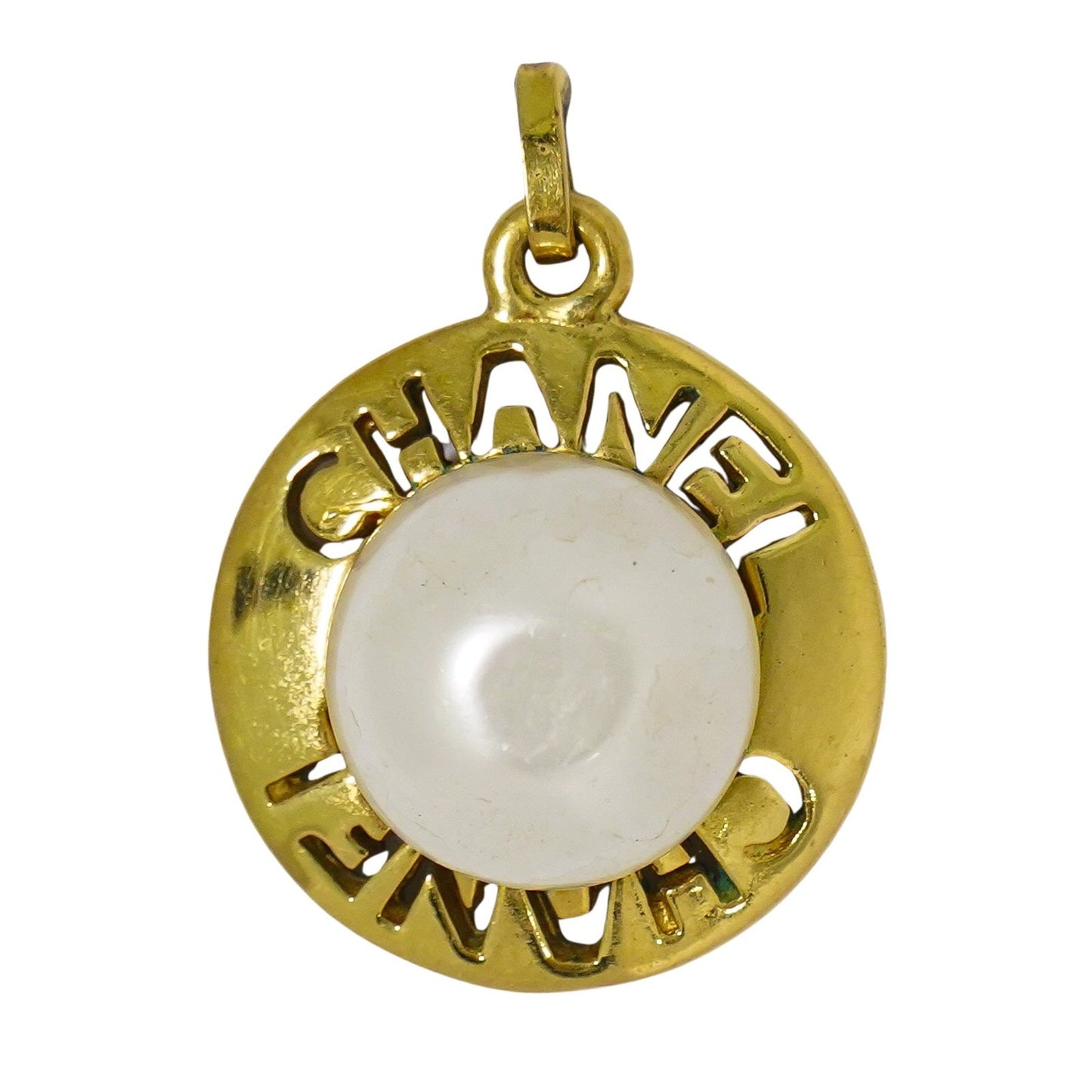 Chanel CC Logo Chain Pendant Necklace Imitation Pearl Imitation pearl with Gold-Plated and Beads, GOLD, GOLD_PLATED, Pendant & Charms