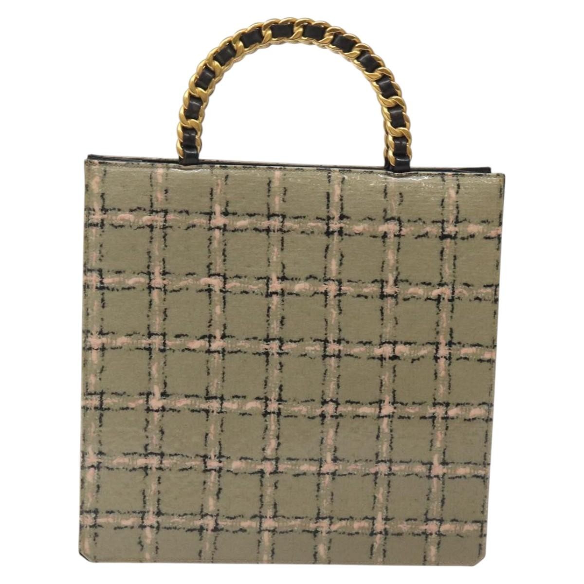 Chanel Vintage Chocolate Bar Tote Leather, Beige, Leather, Tote Bag