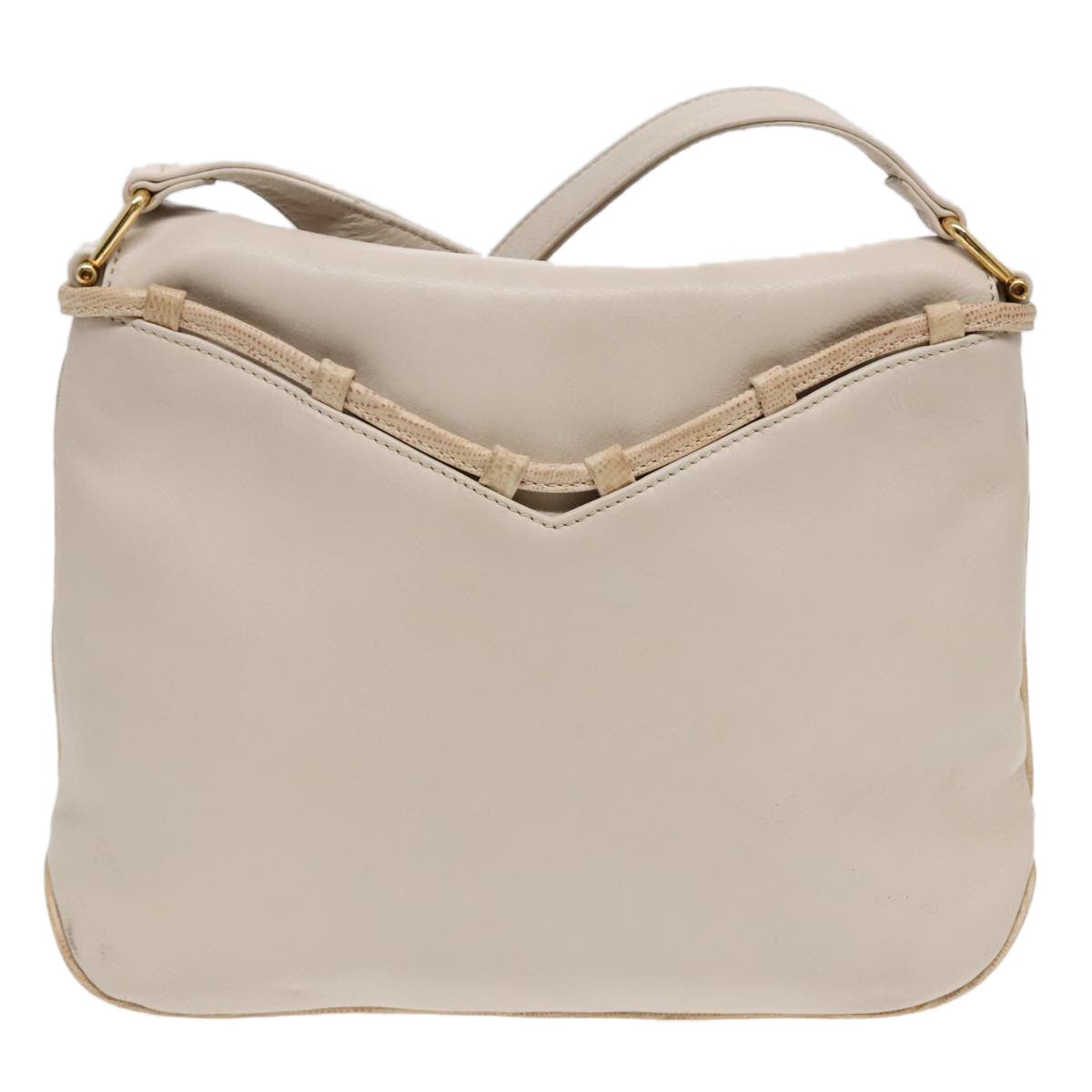 Celine Vintage Shoulder Bag Leather, Beige, Leather, Shoulder Bag