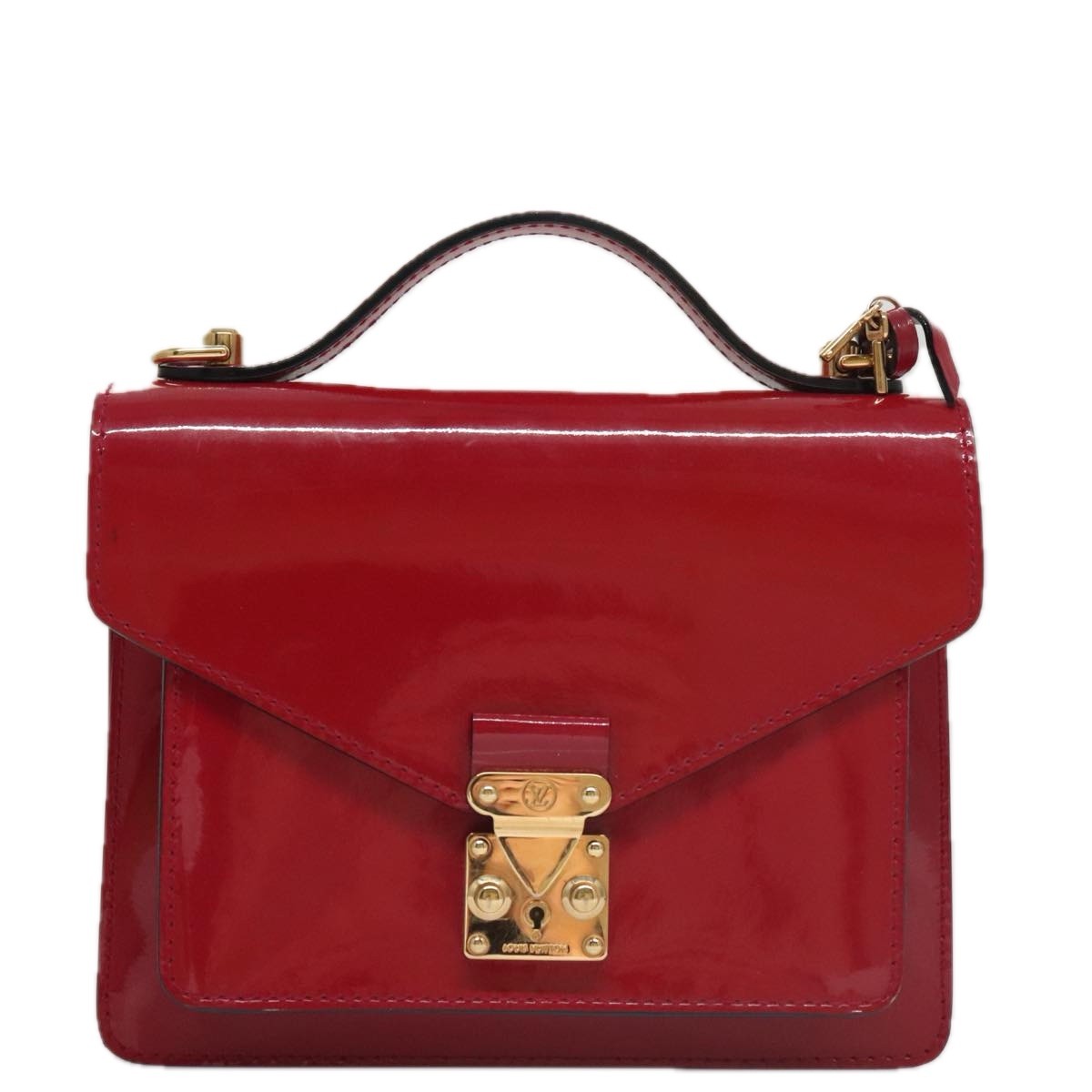 Louis Vuitton Monceau Handbag Vernis, Red, Patent Leather, Handbag