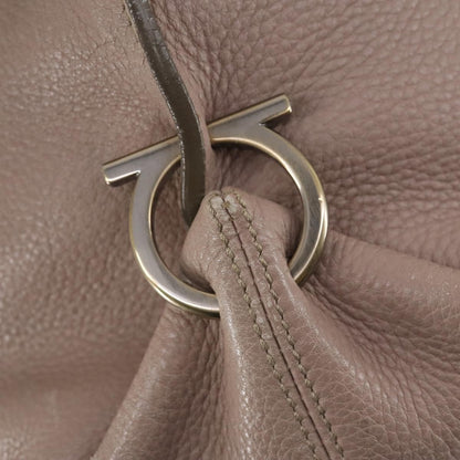 Salvatore Ferragamo Gancini Shoulder Bag Leather, BEIGE, LEATHER, Shoulder bag