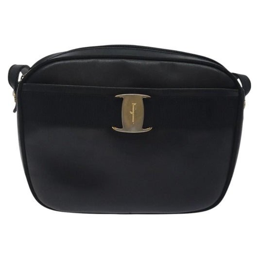 Salvatore Ferragamo Vala Shoulder Bag Leather, NAVY, LEATHER, Shoulder bag