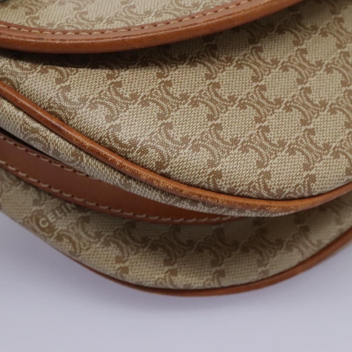 Celine Vintage Macadam Shoulder Bag Canvas and Leather, BEIGE, CANVAS, Shoulder bag