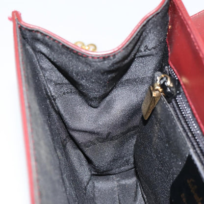 Salvatore Ferragamo Vintage Gancini Chain Shoulder Bag Leather, BURGUNDY, LEATHER, Shoulder bag