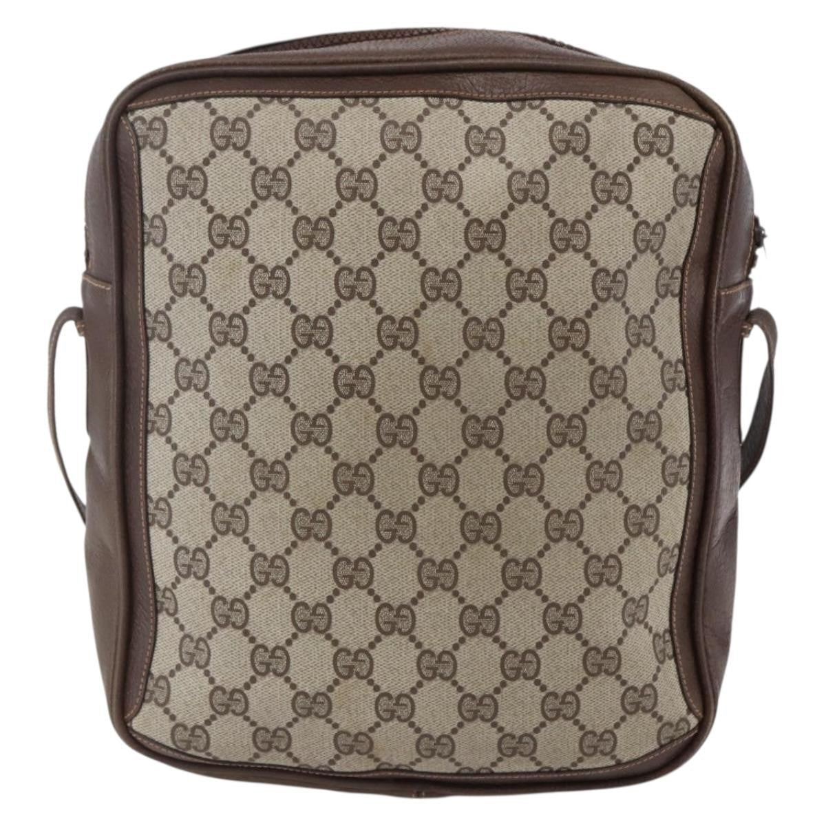 Gucci Front Pocket Messenger Bag GG Canvas with Leather, BEIGE, CANVAS, Shoulder bag