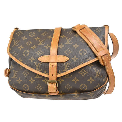 Louis Vuitton Saumur Handbag Monogram Canvas, BROWN, CANVAS, Shoulder bag