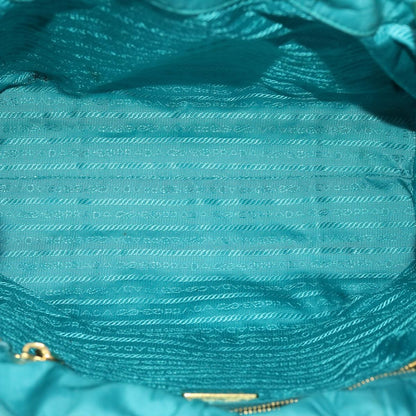 Prada Convertible Tote Quilted Tessuto, TURQUOISE, NYLON, Handbag