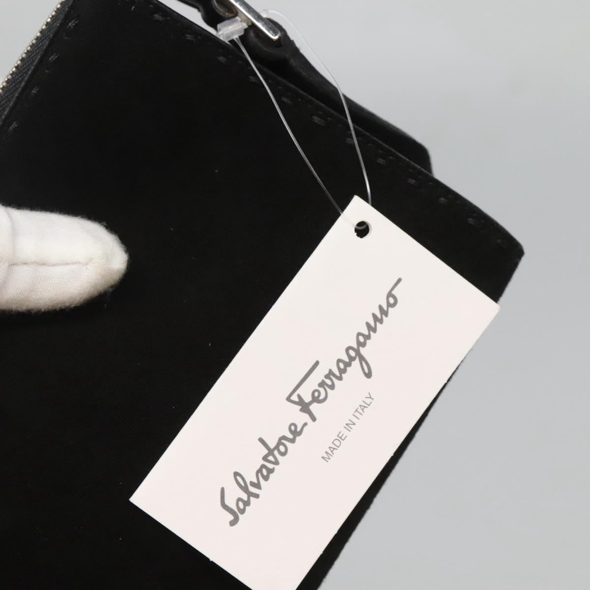 Salvatore Ferragamo Gancini handbag Suede, BLACK, SUEDE, Handbag