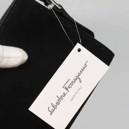 Salvatore Ferragamo Gancini handbag Suede, BLACK, SUEDE, Handbag