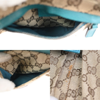 Gucci Vintage Double Belt Bag GG Canvas with Leather, BEIGE, CANVAS, Shoulder bag