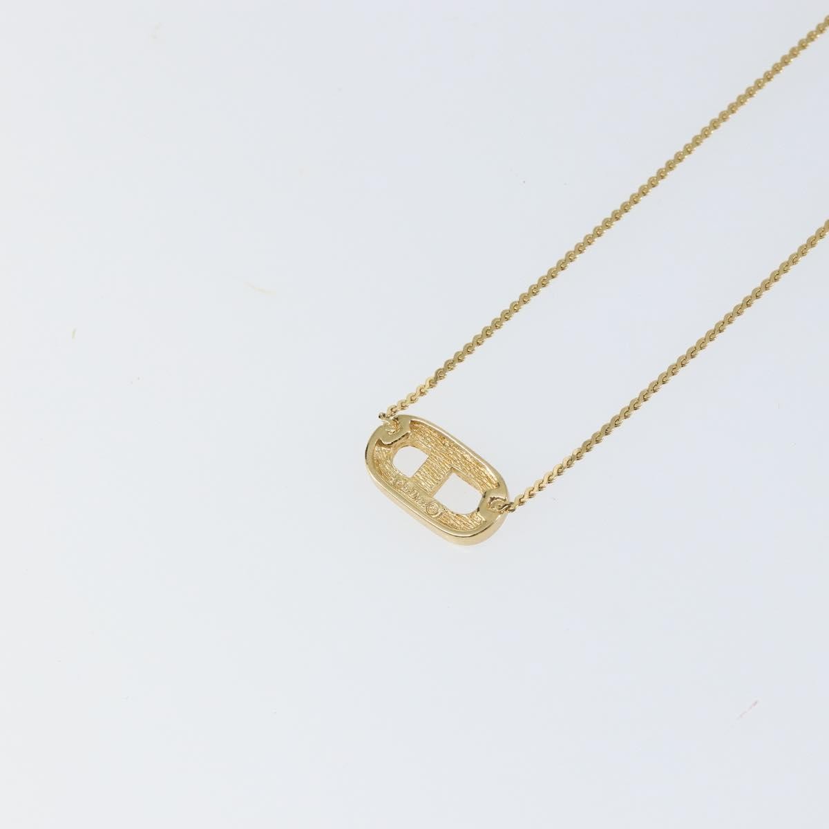 Christian Dior CD Pendant Necklace Metal and Crystals, GOLD, METAL, Necklace