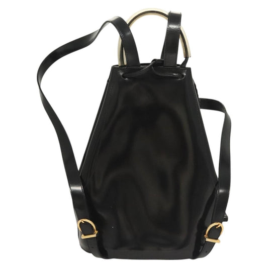 Salvatore Ferragamo Vintage Gancini Backpack Patent Leather, BLACK, PATENT_LEATHER, Backpack