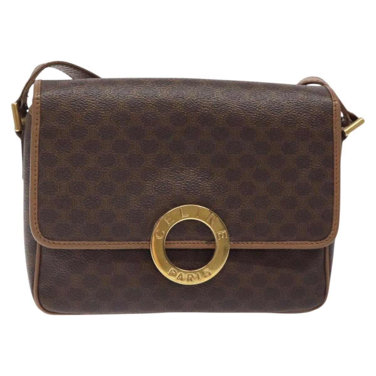 Celine Macadam Shoulder Bag PVC Leather, BROWN, CANVAS, Shoulder bag