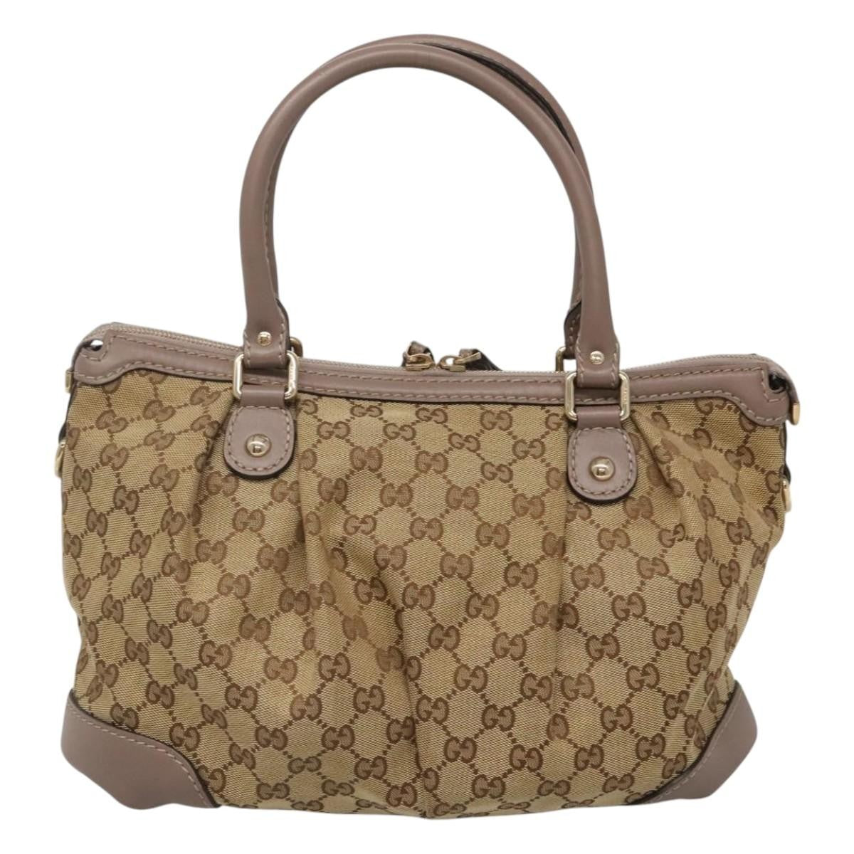 Gucci Sukey Top Handle Satchel GG Canvas with Leather, BEIGE, CANVAS, Tote bag