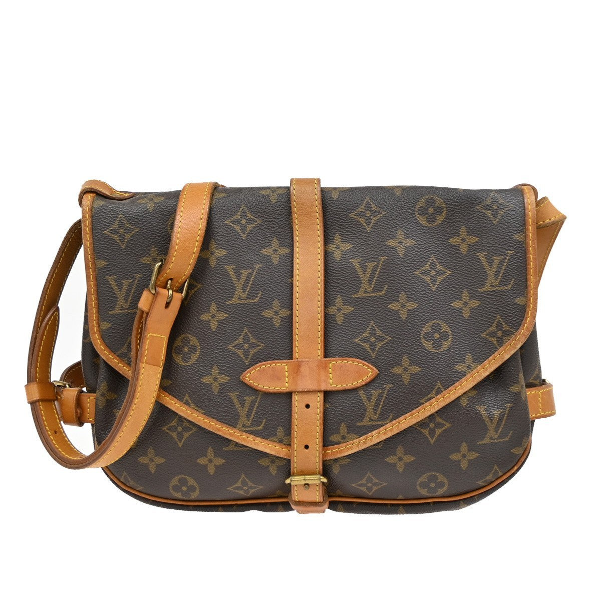 Louis Vuitton Saumur Handbag Monogram Canvas, BROWN, CANVAS, Shoulder bag
