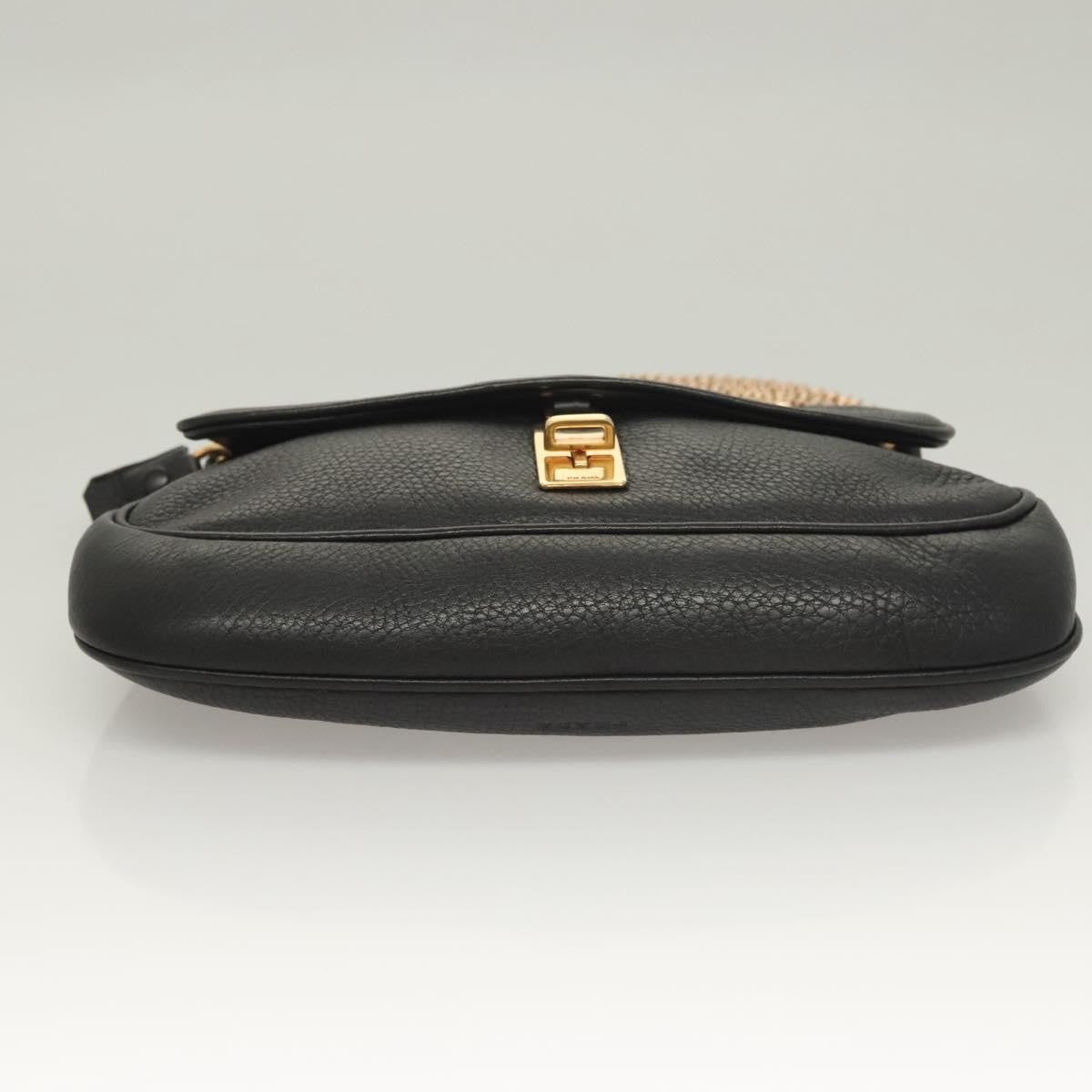Prada Vintage Chain Flap Shoulder Bag Leather, BLACK, LEATHER, Shoulder bag