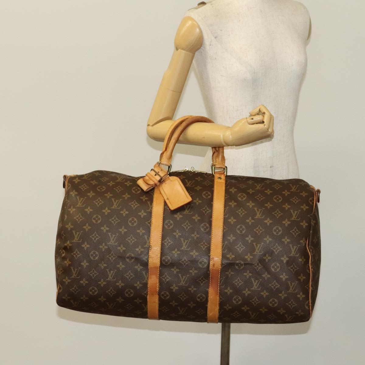 Louis Vuitton Keepall Bandouliere Bag Monogram Canvas, BROWN, CANVAS, Travel bag