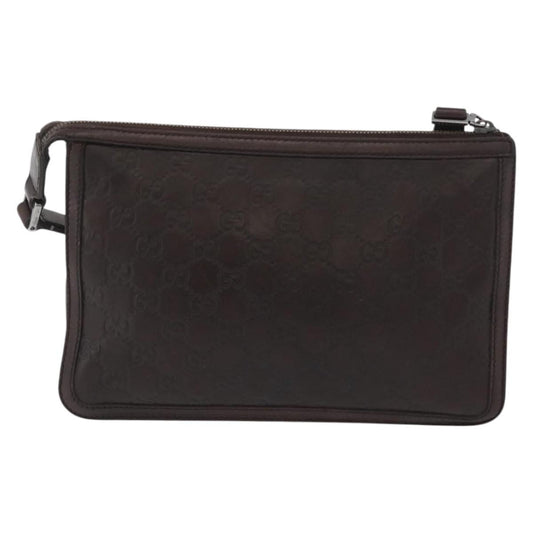 Gucci Zip Pouch Leather, BROWN, LEATHER, Clutche & pouche
