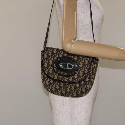 Christian Dior Vintage Flap Crossbody Bag Canvas, NAVY, CANVAS, Shoulder bag