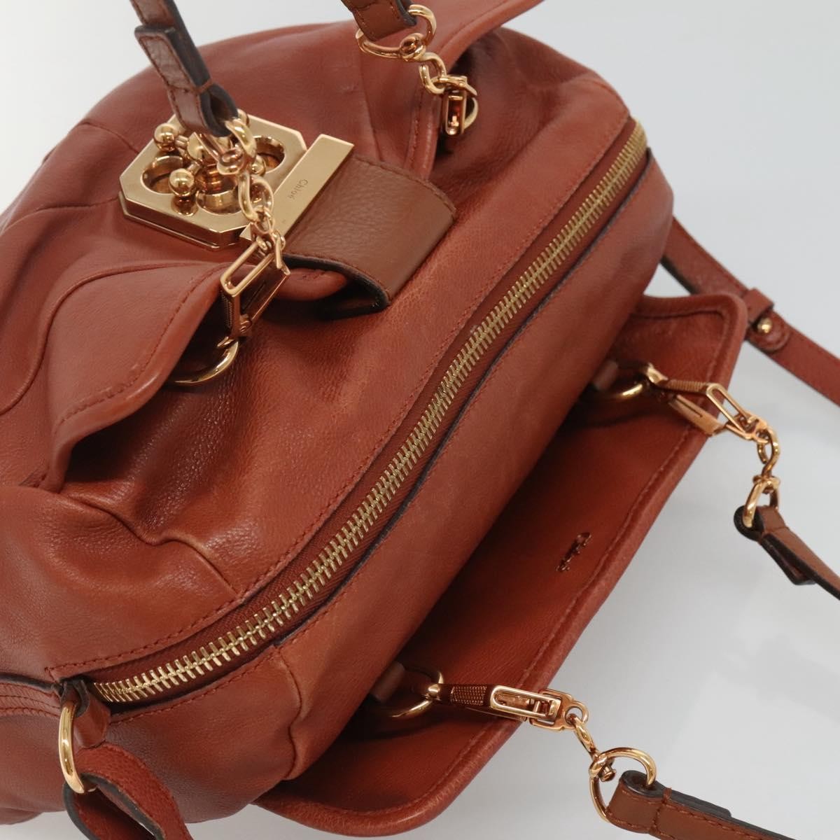Chloe Elsie Satchel Leather, BROWN, LEATHER, Handbag