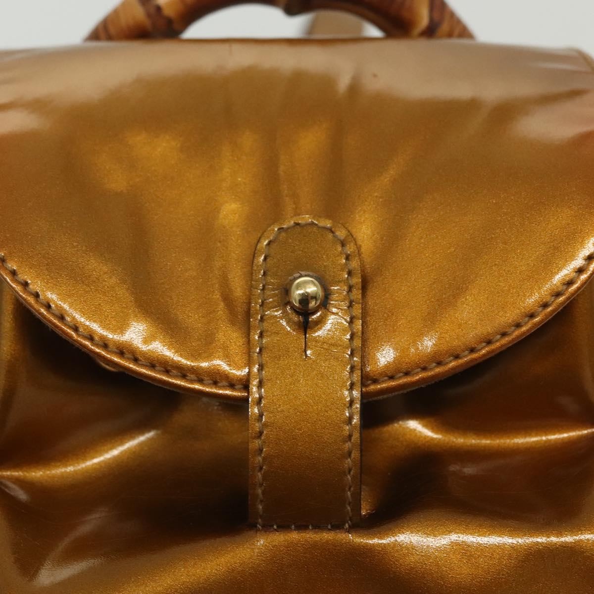 Gucci Vintage Bamboo Backpack Patent, GOLD, PATENT_LEATHER, Backpack