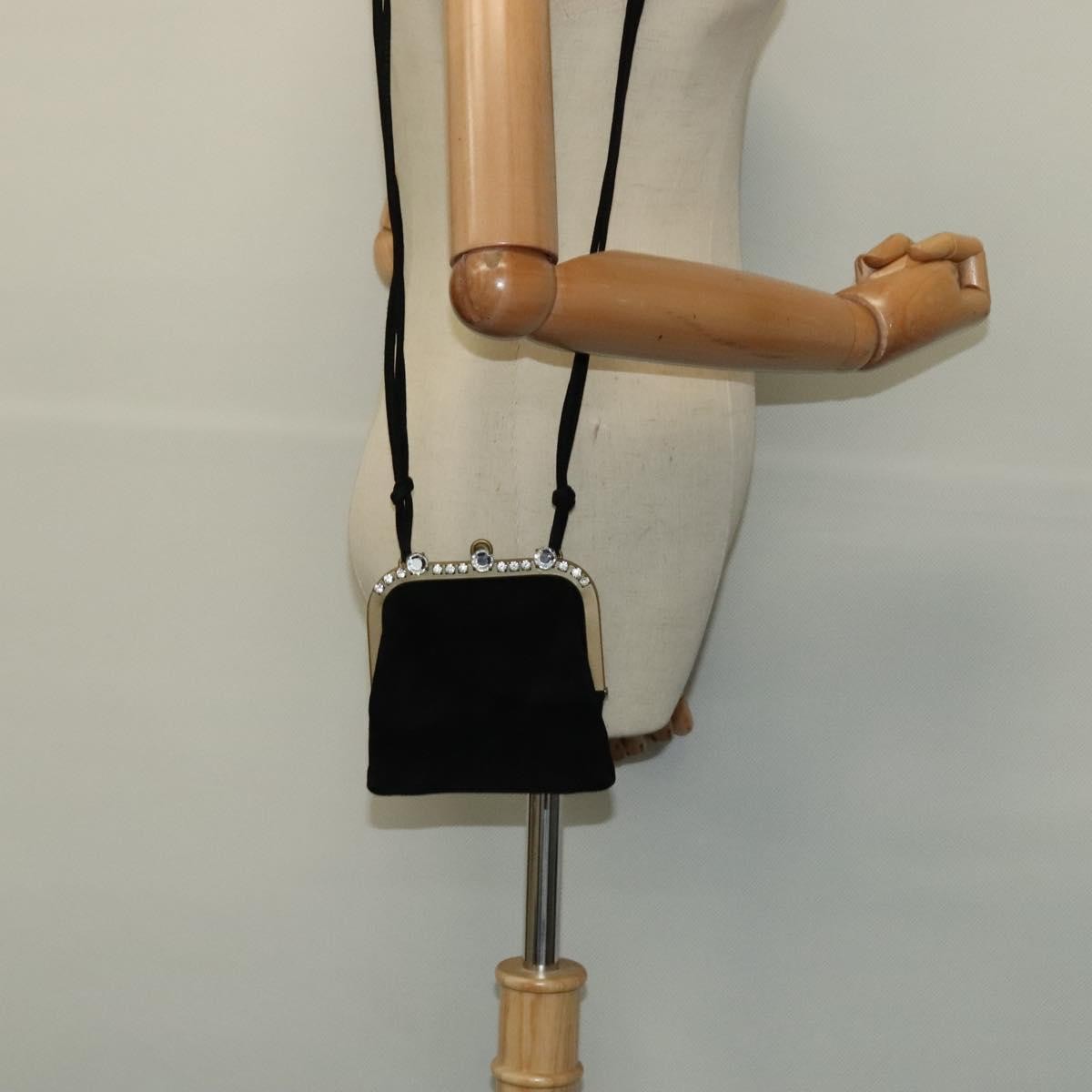 Miu Miu Kisslock Clutch Suede, BLACK, SUEDE, Clutche & pouche