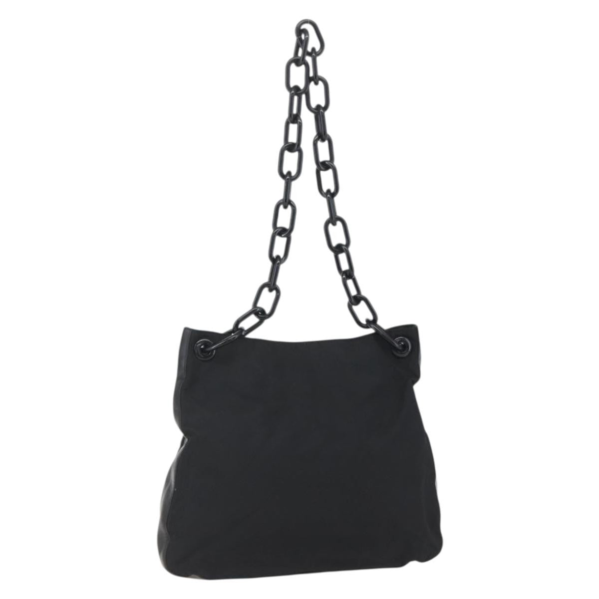 Prada Chain Shoulder Bag Tessuto, BLACK, NYLON, Shoulder bag