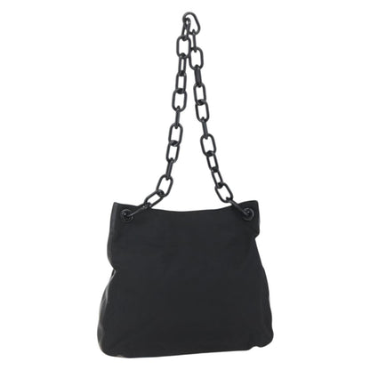 Prada Chain Shoulder Bag Tessuto, BLACK, NYLON, Shoulder bag