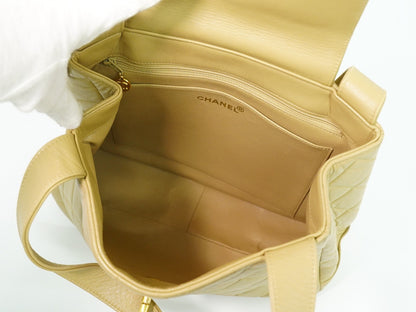 Chanel Vintage Tote Leather, BEIGE, LEATHER, Tote bag