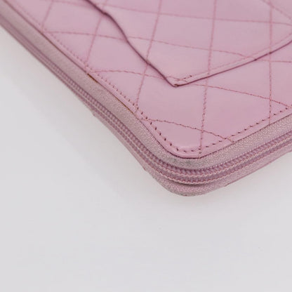 Chanel Cambon Zip Around Wallet Quilted Lambskin, PINK, LEATHER, Wallets