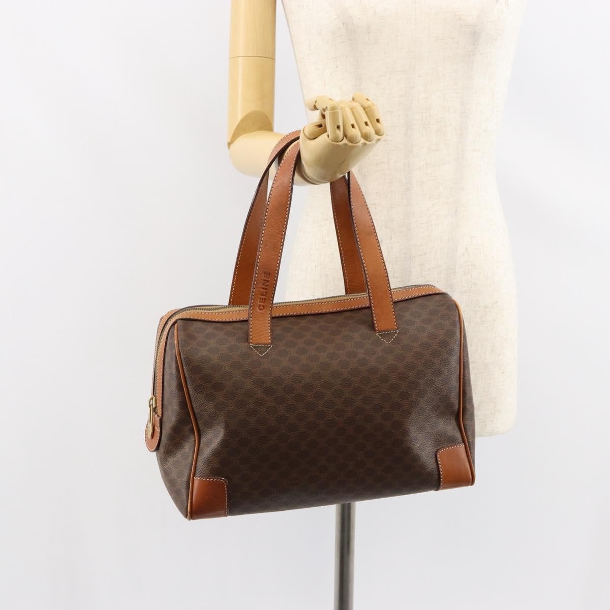 Celine Macadam Handbag Macadam with leather, BROWN, CANVAS, Shoulder bag