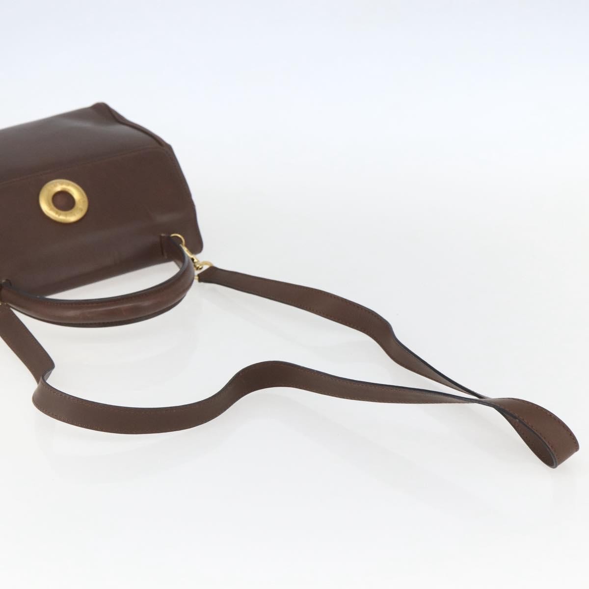 Celine Circle Logo Handbag Leather, BROWN, LEATHER, Handbag