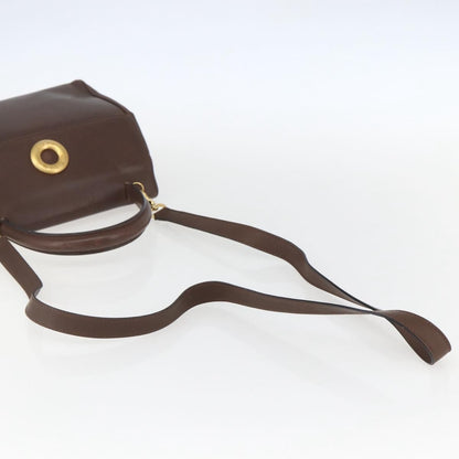 Celine Circle Logo Handbag Leather, BROWN, LEATHER, Handbag