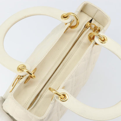 Christian Dior Vintage Lady Dior Bag Cannage Quilt Lambskin, WHITE, LEATHER, Handbag