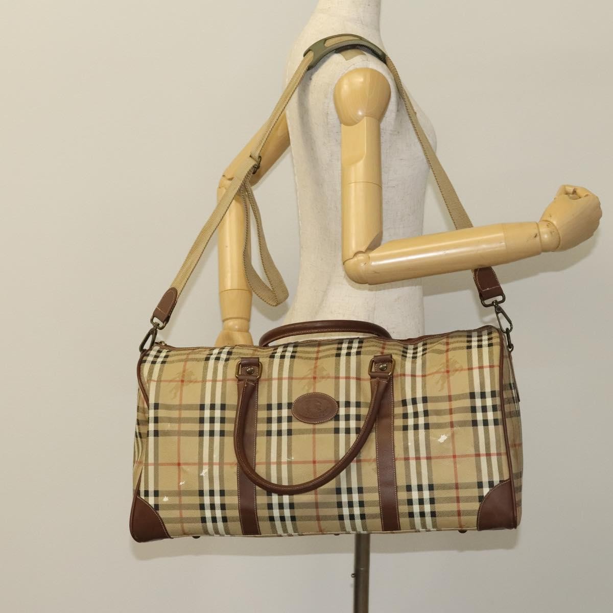 Burberry Nova check boston bag Canvas, Beige, PVC, Travel Bag