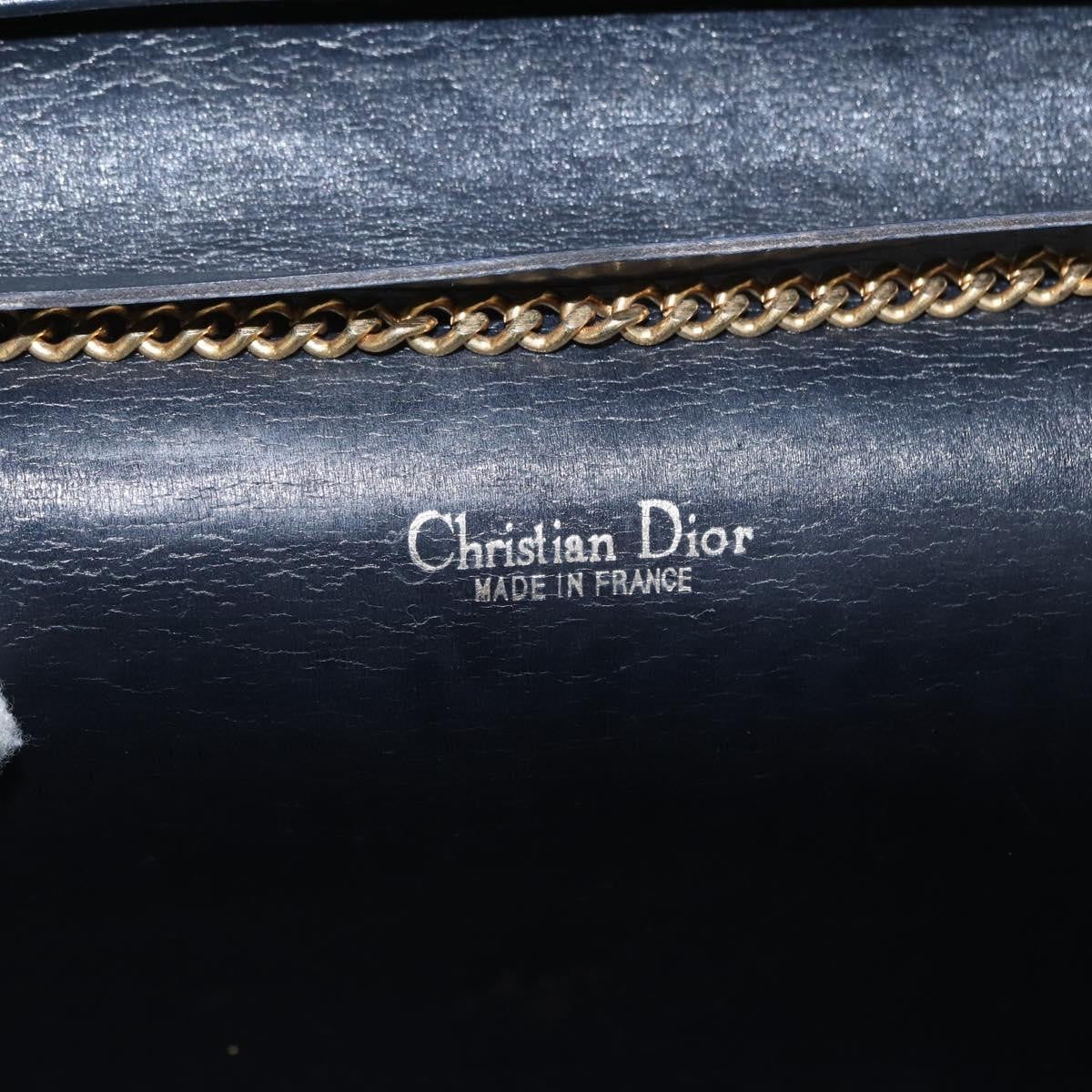 Christian Dior Vintage CD Chain Flap Shoulder Bag Diorissimo Canvas, NAVY, CANVAS, Shoulder bag