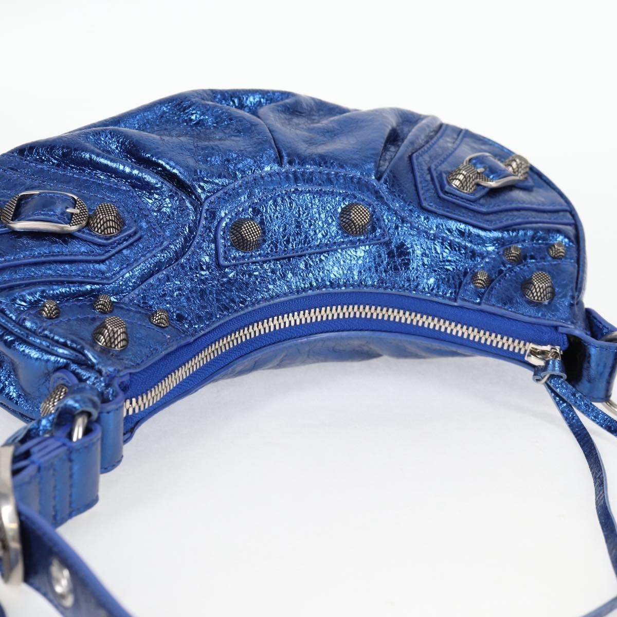 Balenciaga Le Cagole Giant Studs Shoulder Bag Leather, BLUE, LEATHER, Shoulder bag