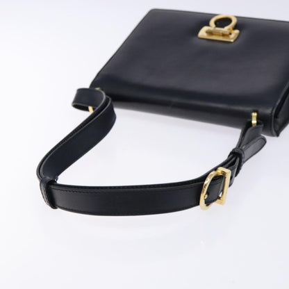 Salvatore Ferragamo Gancini Shoulder Bag Leather, NAVY, LEATHER, Shoulder bag