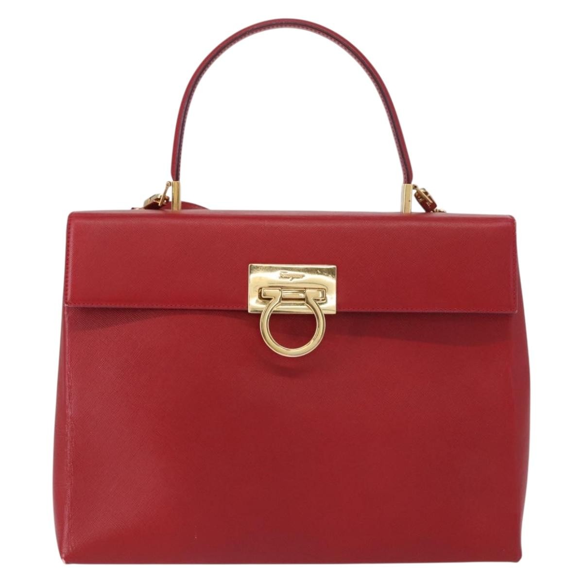 Salvatore Ferragamo Gancini handbag Leather, RED, LEATHER, Handbag