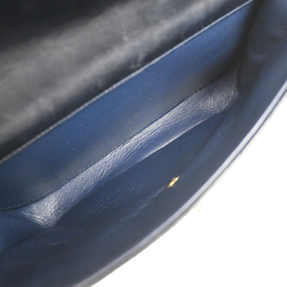 Chanel Vintage Flap Bag Leather, BLACK, LEATHER, Shoulder bag