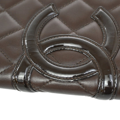 Chanel Cambon Zip Around Wallet Quilted Lambskin, BROWN, PATENT_LEATHER, Wallets