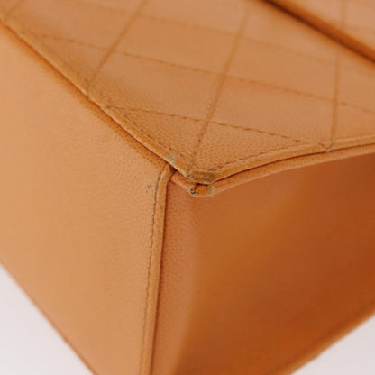 Chanel Vintage CC Flap Shoulder Bag Leather, ORANGE, LEATHER, Shoulder bag