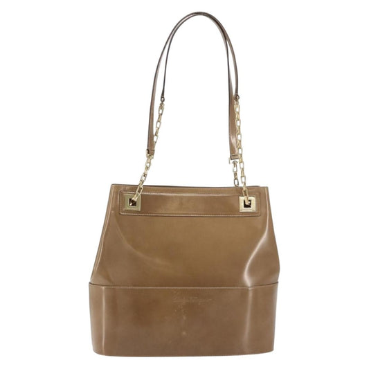Salvatore Ferragamo Vintage Shoulder Bag Patent leather, BEIGE, PATENT_LEATHER, Shoulder bag