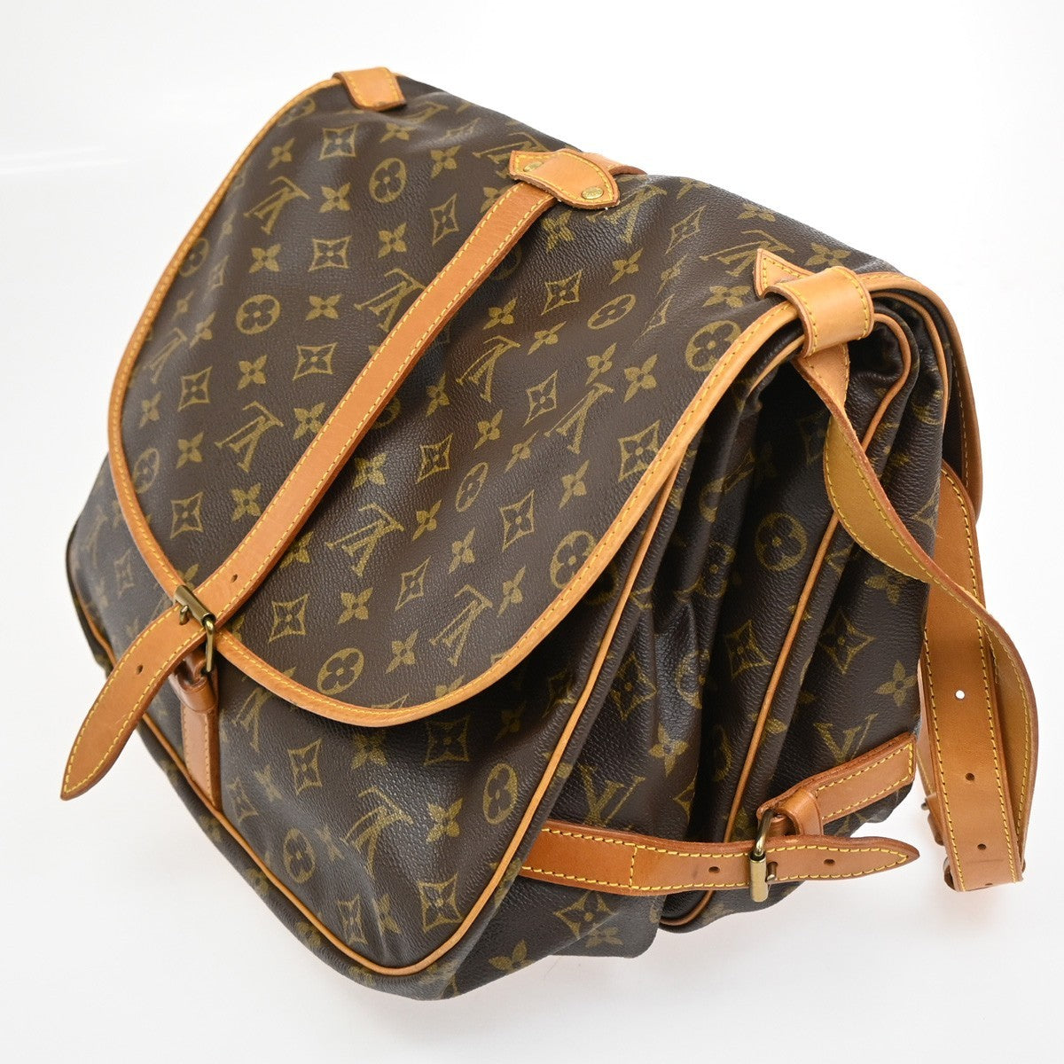 Louis Vuitton Saumur Handbag Monogram Canvas, BROWN, CANVAS, Shoulder bag