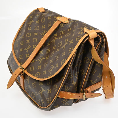 Louis Vuitton Saumur Handbag Monogram Canvas, BROWN, CANVAS, Shoulder bag