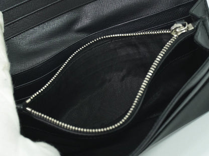 Prada Continental Wallet Tessuto, Black, Nylon, Wallet